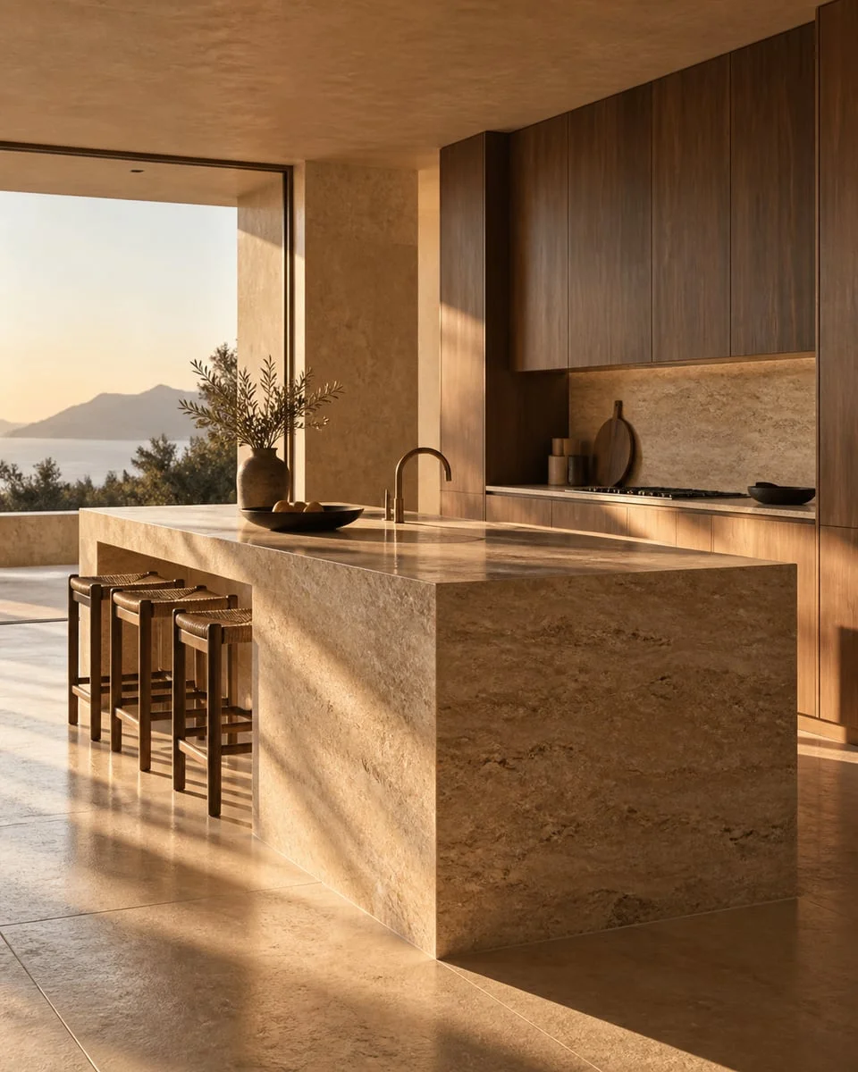 Kitchen at SOLVERA — A daily ritual, carved in stone.